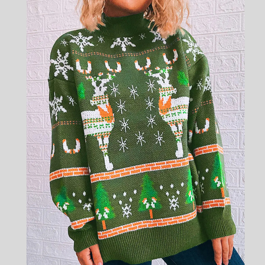 Turtleneck Drop Shoulder Long Sleeve Sweater