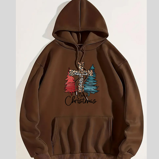 MERRY CHRISTMAS Graphic Drawstring Hoodie