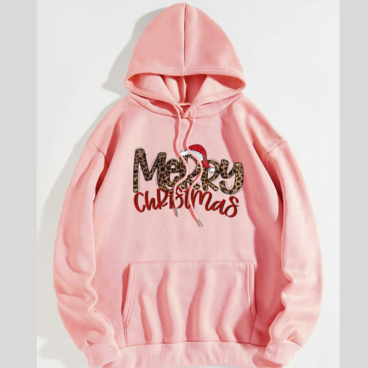 MERRY CHRISTMAS Graphic Drawstring Casual Hoodie