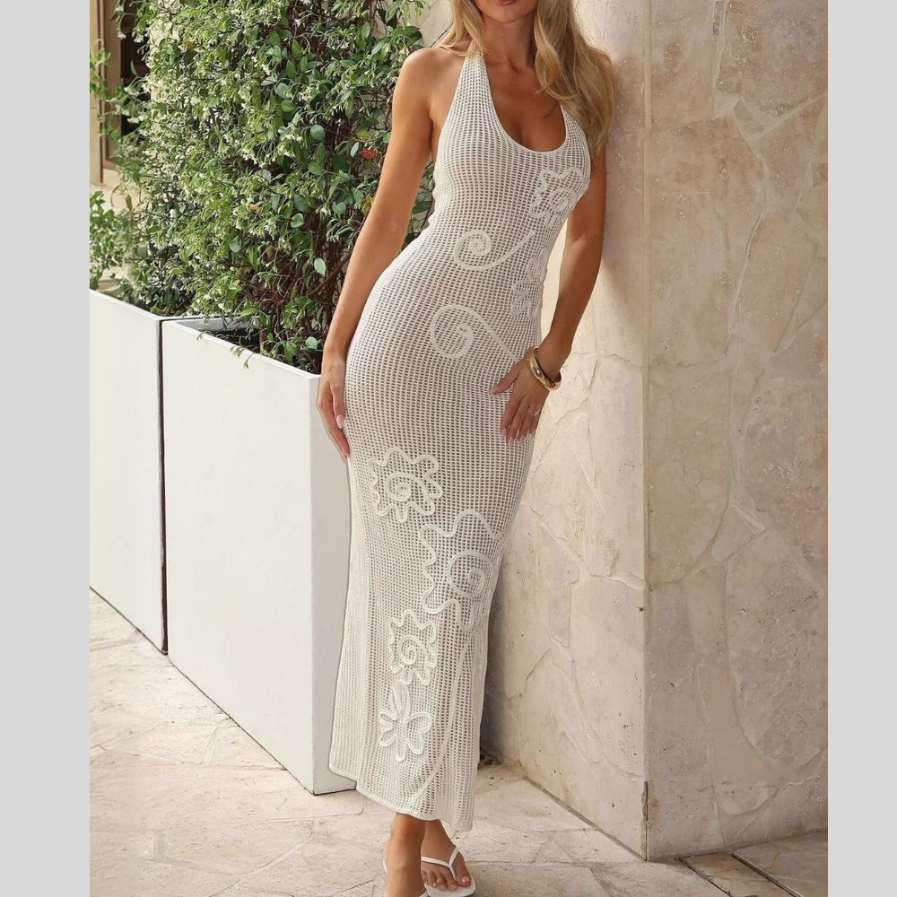 Halter Neck Crochet Maxi Dress