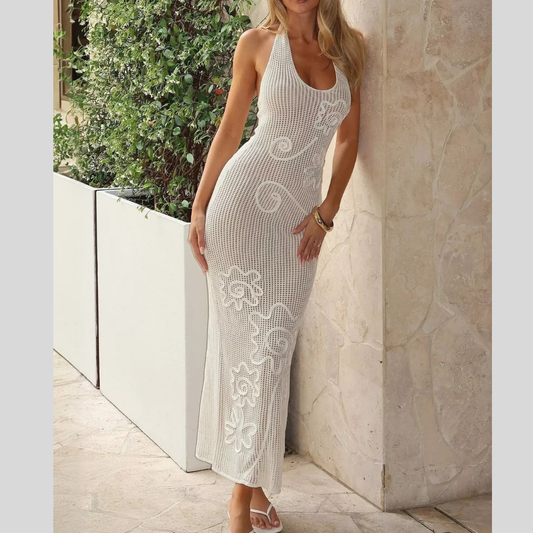 Halter Neck Crochet Maxi Dress