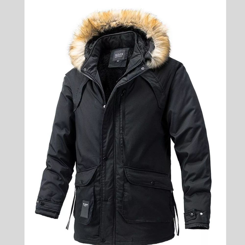 Men's Plus Size Fur Hooded Winter Parka Aerolite Coat
