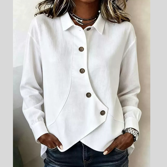 Full Size Asymmetrical Button Down Shirt Plus Size