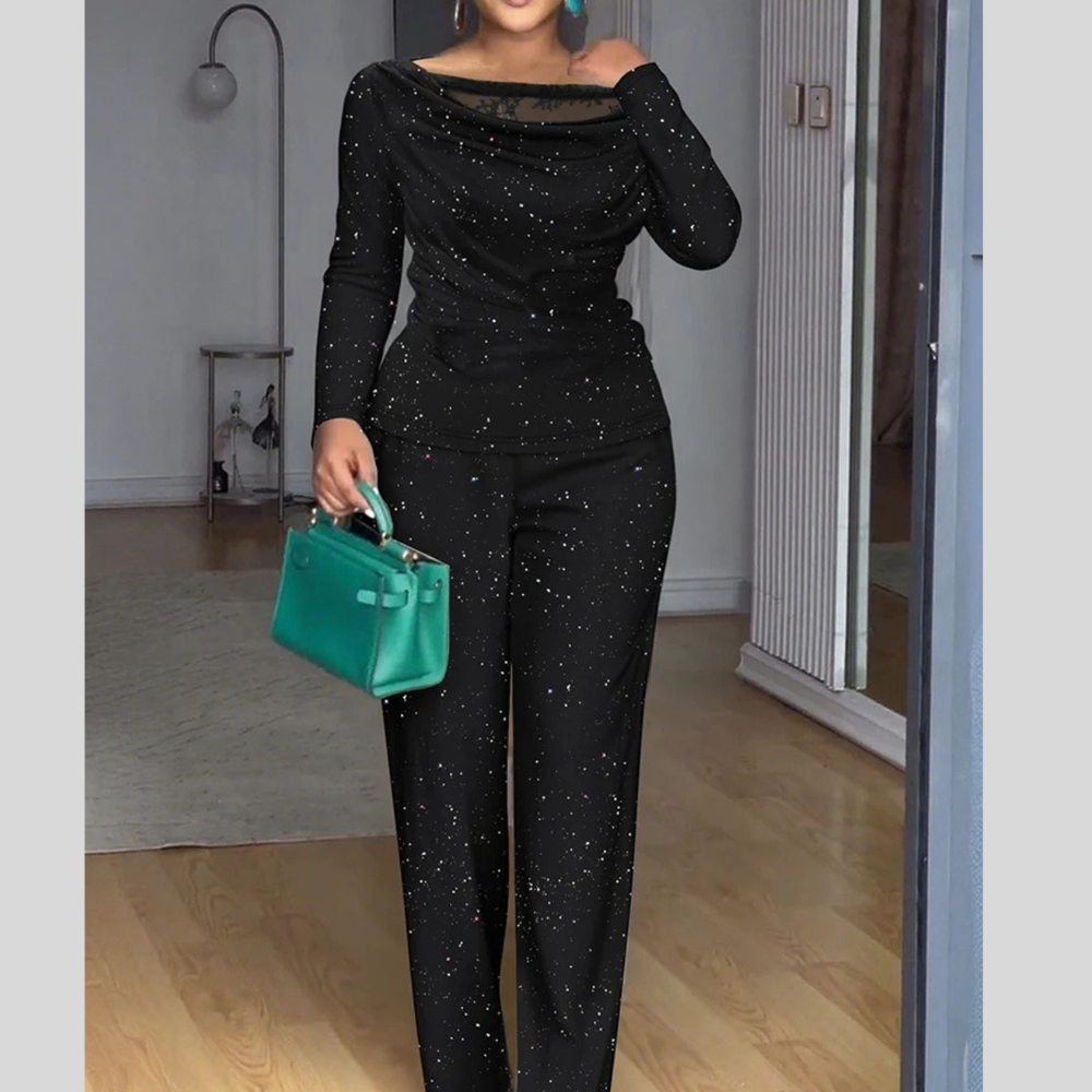 Glitter Long Sleeve Top and Pants Set