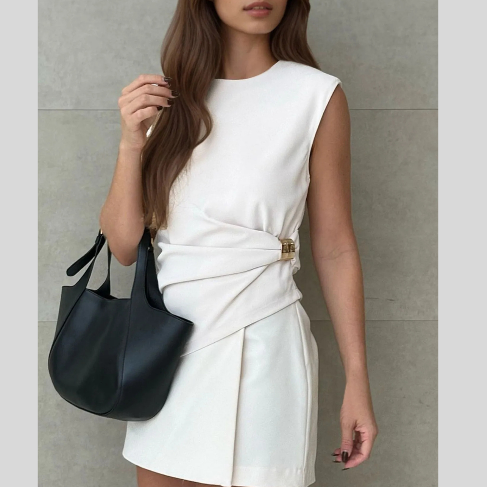 Round Neck Sleeveless Top and Skirts Set