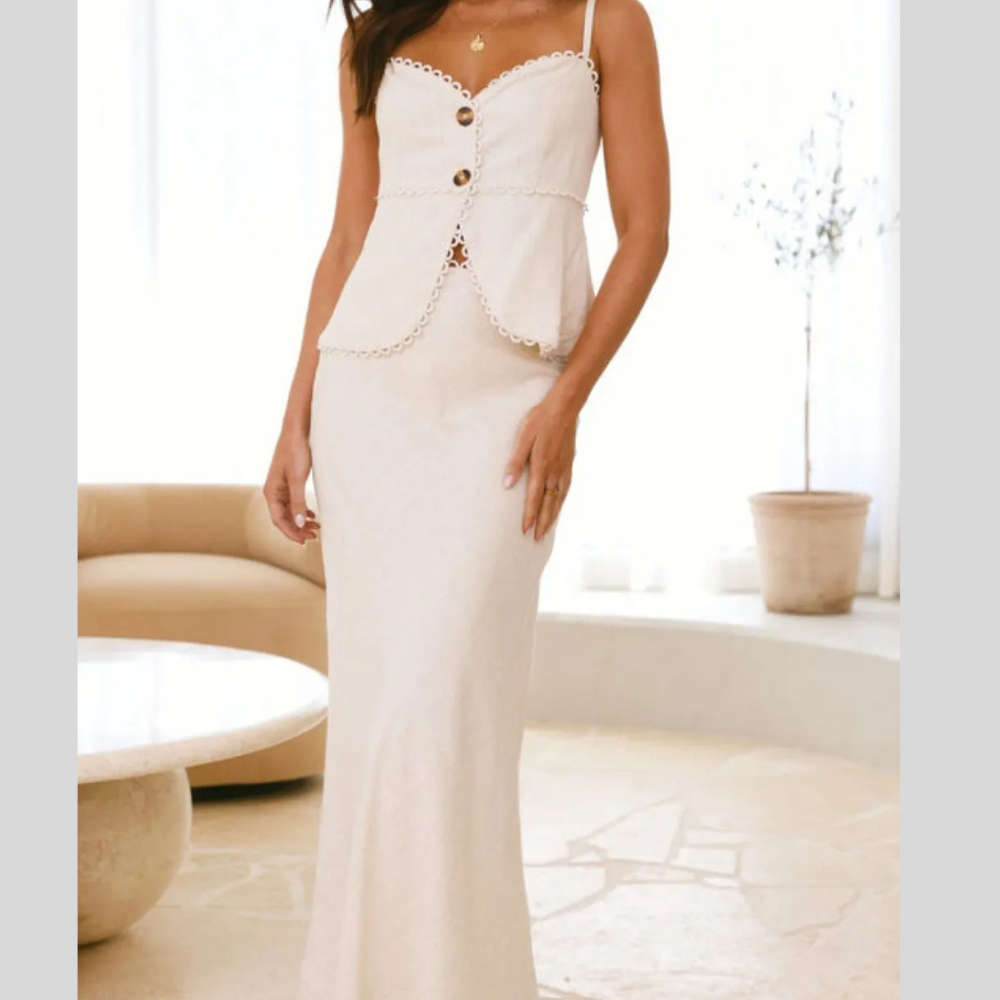 Lace Trim Button Front Cami and Skirt Set