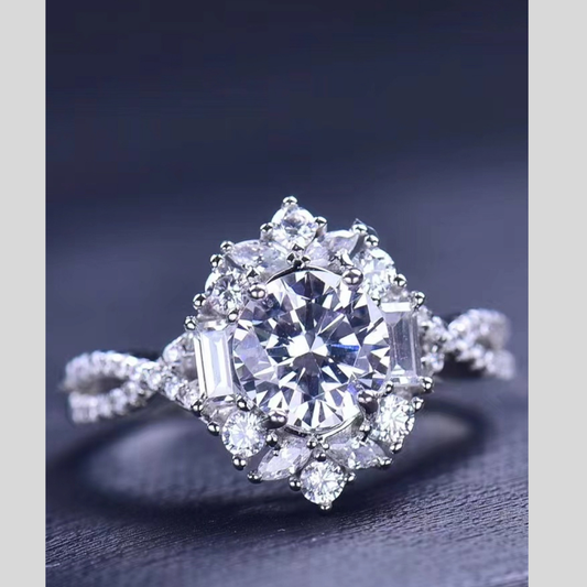 Floral 2 Carat Moissanite Crisscross Ring