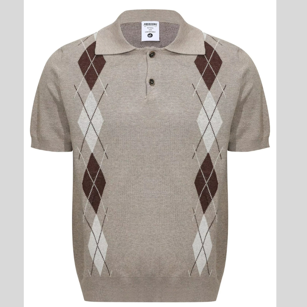 Men's Argyle Knit Short Sleeve Polo