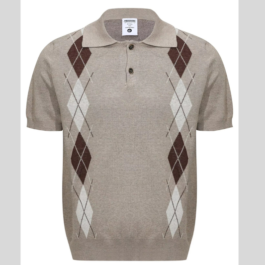Men's Argyle Knit Short Sleeve Polo