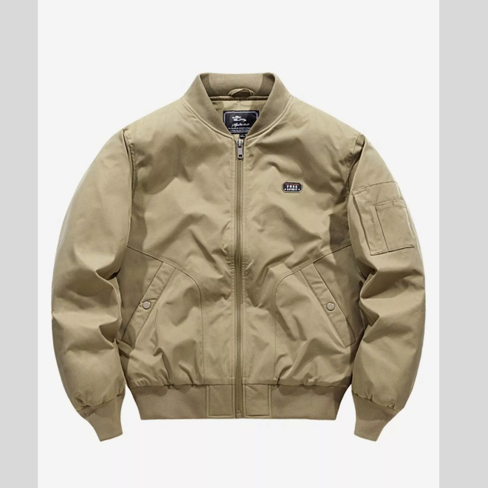 Men's Plus Size Bomber Jacket with Zipper