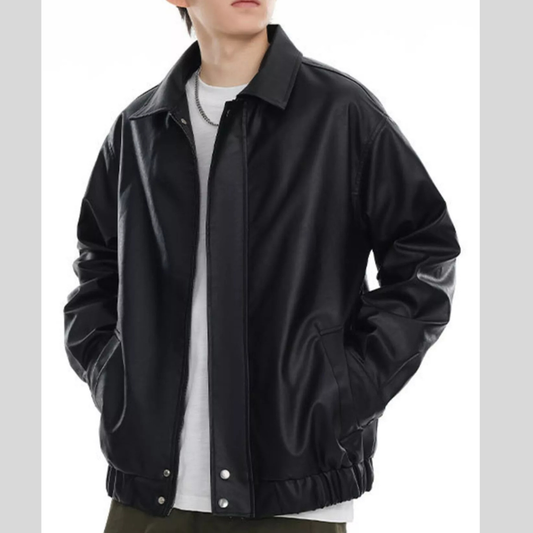 Men's Plus Size Classic Faux Leather Jacket