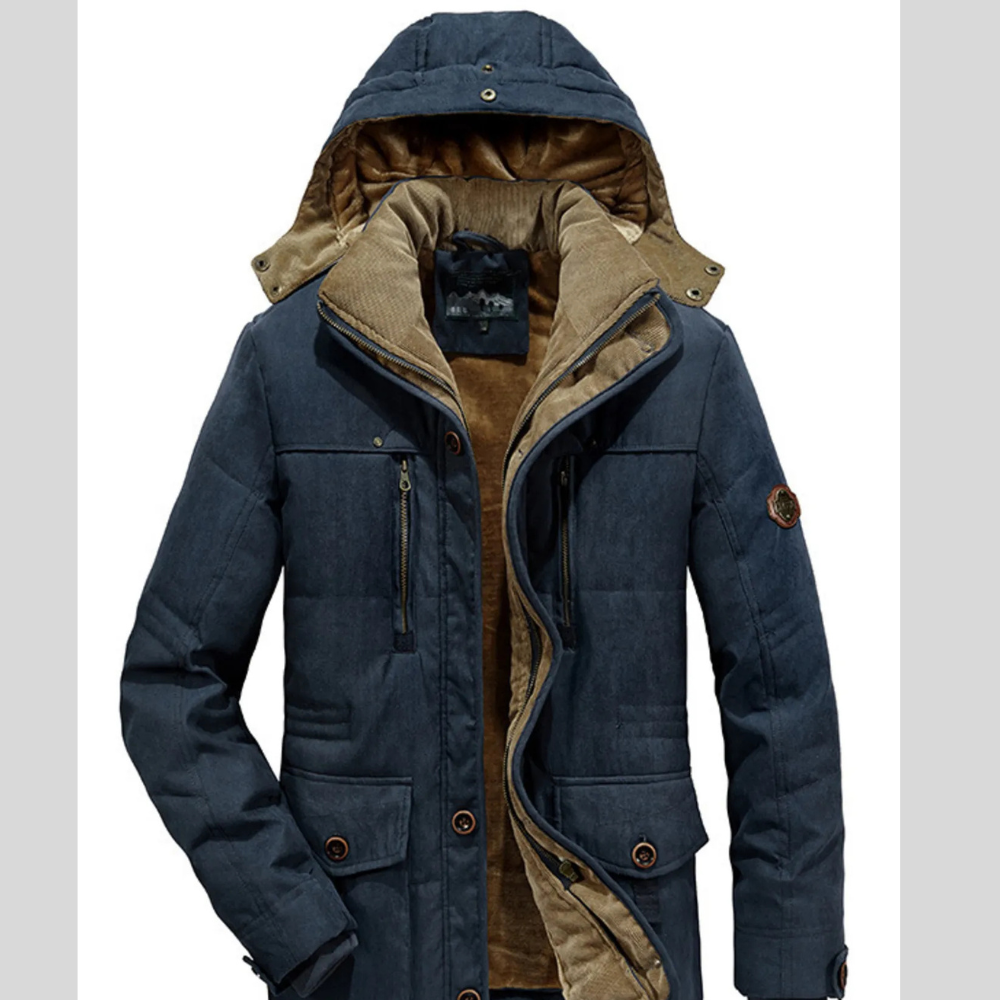 Men's Plus Size Warm Hooded Zip Up Winter Coat