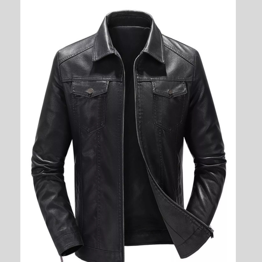Men's Plus Size Zip Up IronTrail Leather Jacket