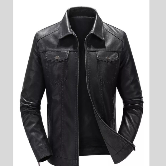 Men's Plus Size Zip Up IronTrail Leather Jacket
