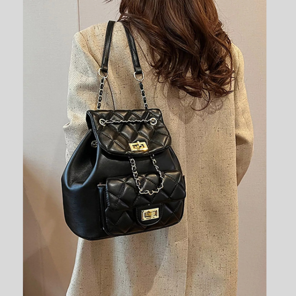 Quilted Chain Decor Backpack Bag