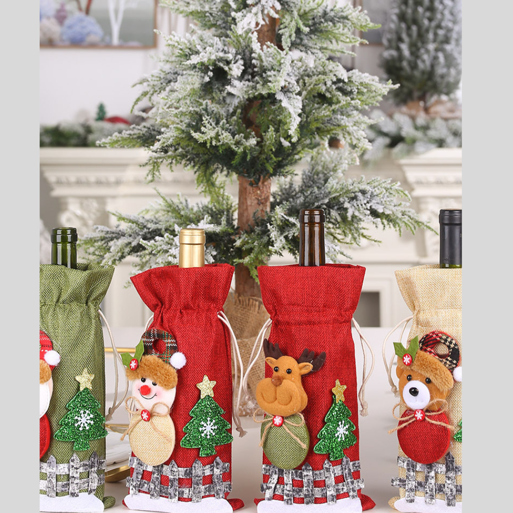 Assorted 2-Piece Christmas Doll Wine Bottle Covers