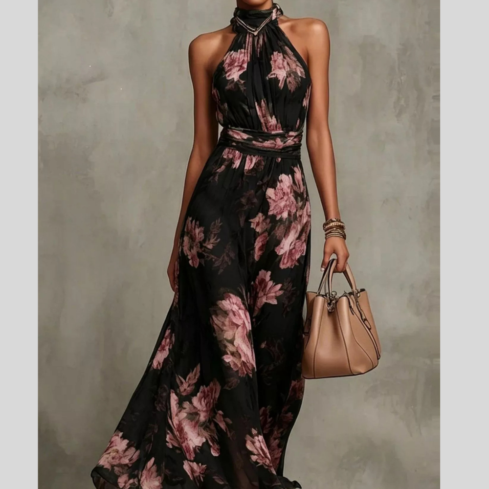 Full Size Floral Print Sleeveless Maxi Dress Plus Size