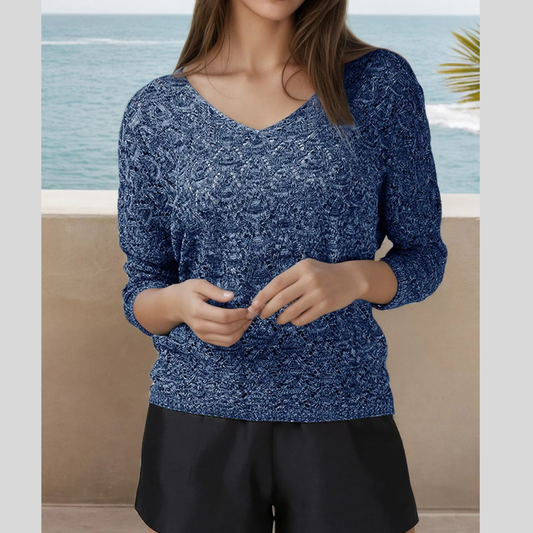 V-Neck Textured Knit Top