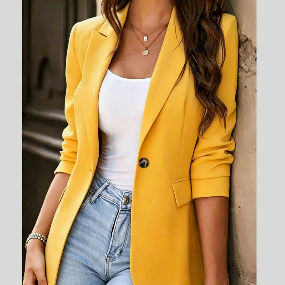 Full Size Single-Breasted Lapel Collar Blazer Plus Size