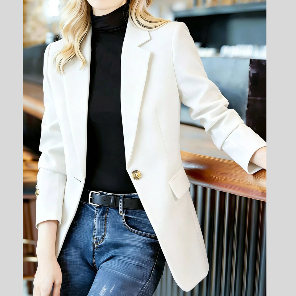 Full Size One Button Lapel Collar Blazer Plus Size