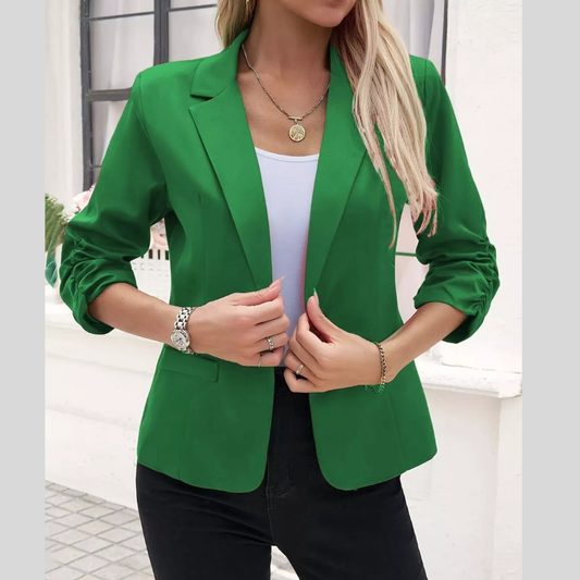 Full Size One Button Lapel Collar Casual Blazer Plus Size