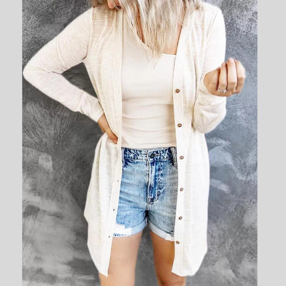 Full Size Lightweight Button-Up Cardigan Plus Size