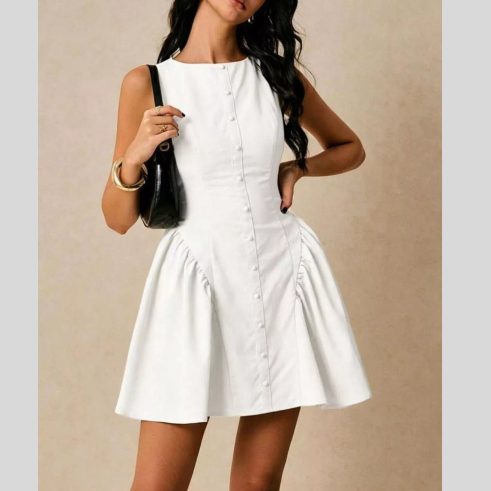 Tie Back Sleeveless A-Line Dress
