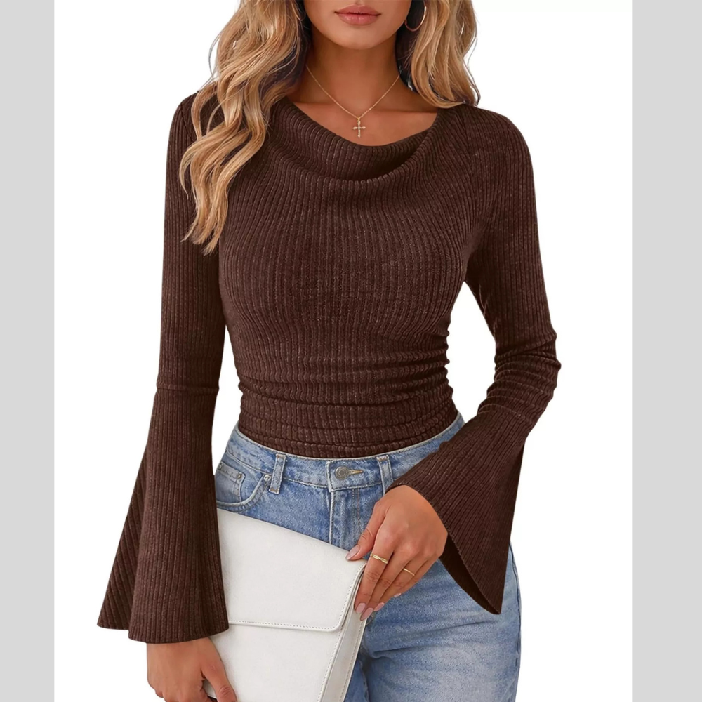 Ribbed Bell Sleeve T-Shirt