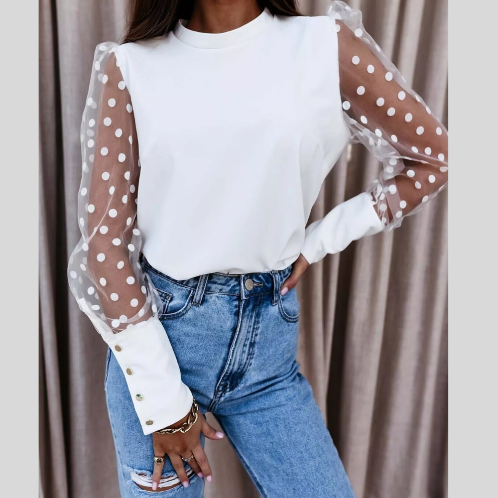 Sheer Polka Dot Sleeve Top