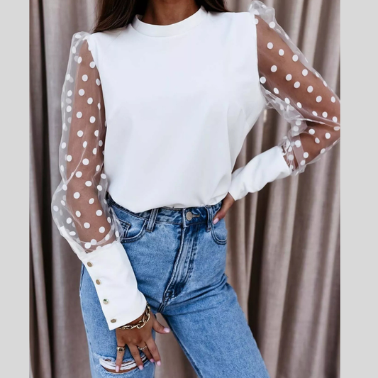 Sheer Polka Dot Sleeve Top