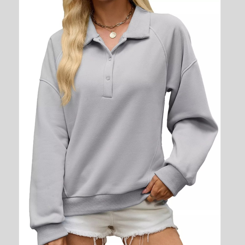 Button Detail Dropped Shoulder Sweatshirt