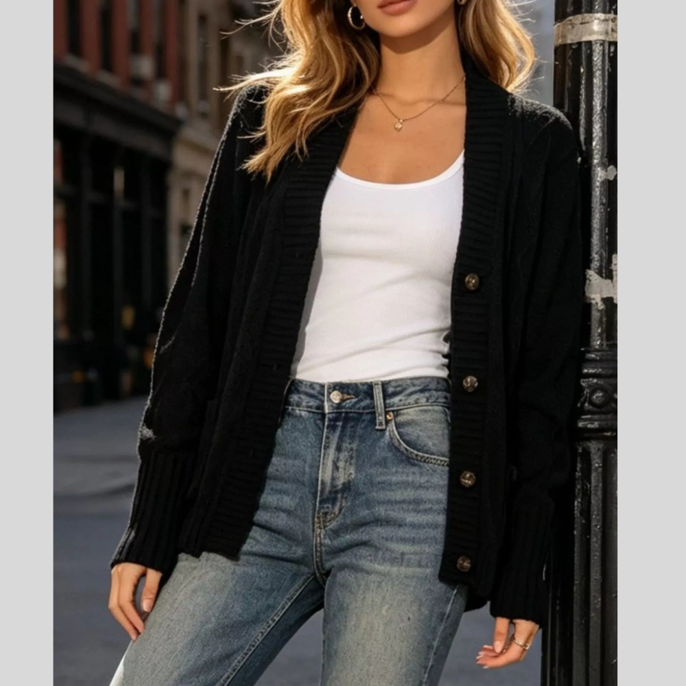 Cozy Cable Knit Button-Up Cardigan