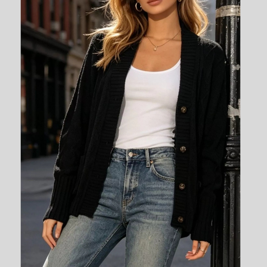 Cozy Cable Knit Button-Up Cardigan