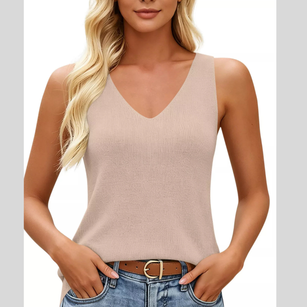V-Neck Ribbed Knit Tank Top