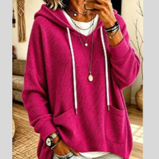 Full Size Waffle Knit Hoodie with Pockets Plus Size