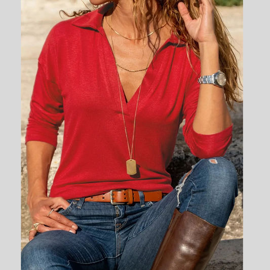 Johnny Collar Long Sleeve Top