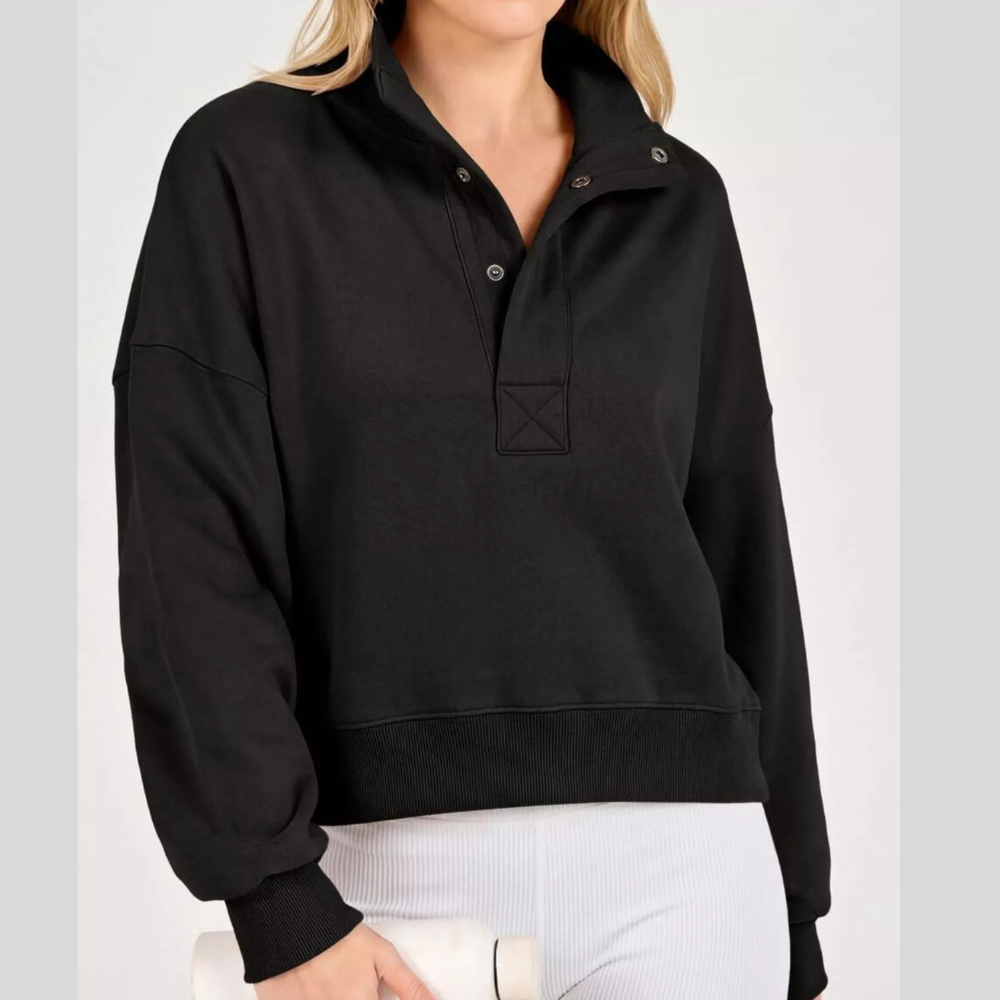 Half Snap Dropped Shoulder Sweatshirt