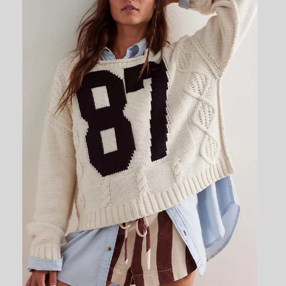 78 Number Cable-Knit Sweater