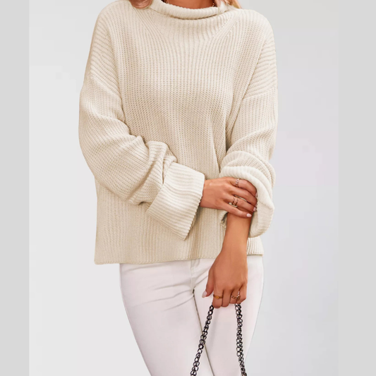 Mock Neck Dropped Shoulder Sweater