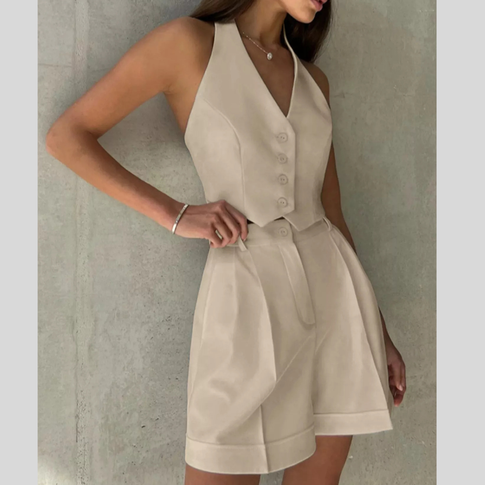 Halter Neck Vest and Shorts Set