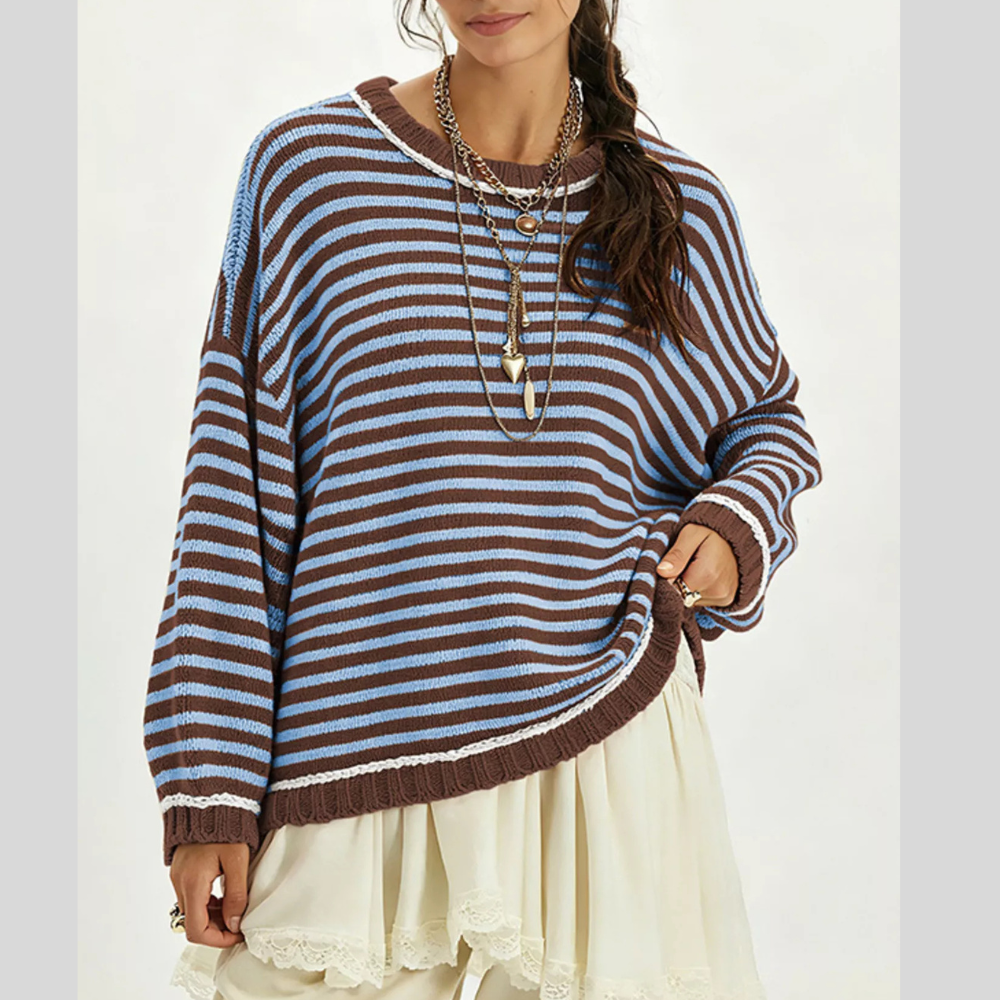 Oversized Striped Dropped Shoulder Sweater