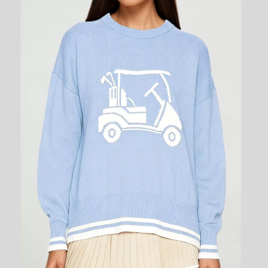 Golf Cart Graphic Dropped Shoulder Sweater