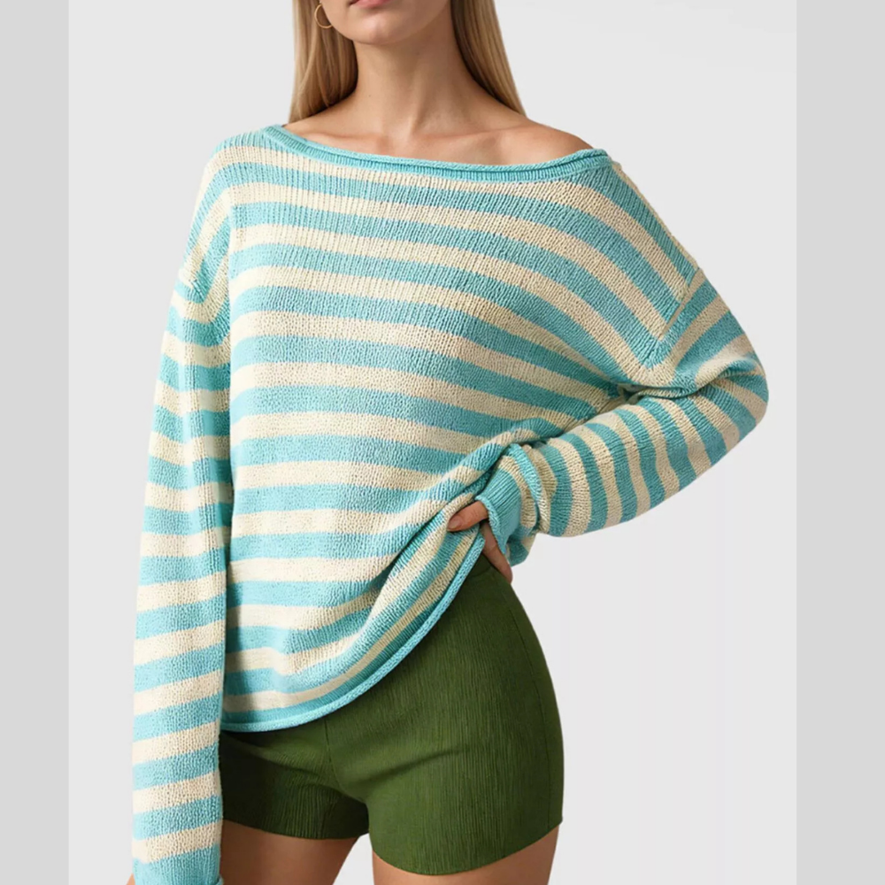 Casual Striped Boat Neck Sweater