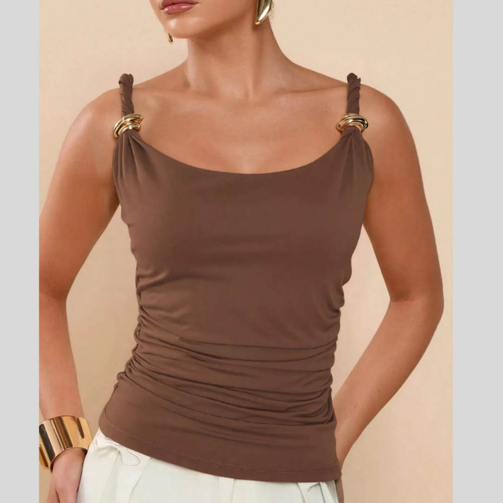 Gold-Tone Ring Twisted Strap Cami