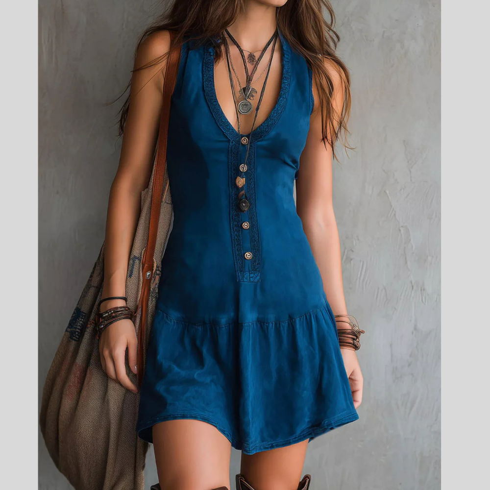 Full Size Sleeveless V-Neck Mini Dress Plus Size