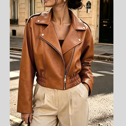 Faux Leather Zip Up Jacket