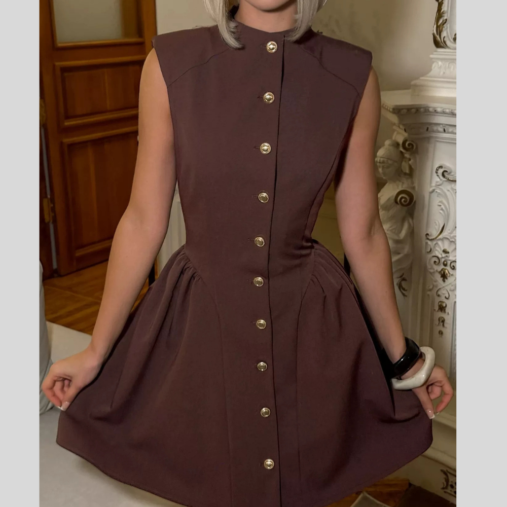 Sleeveless Button-Down A-Line Mini Dress