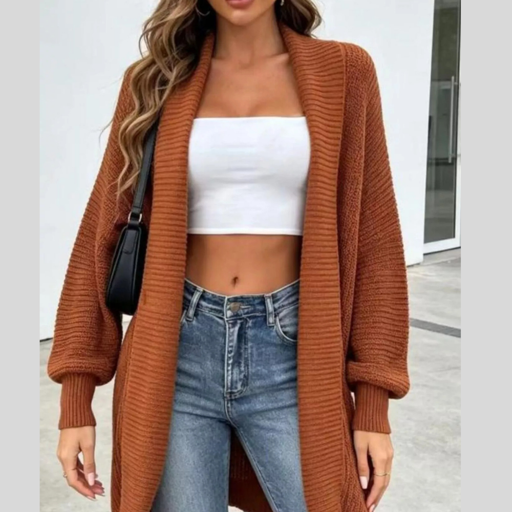 Full Size Open Front Long Sleeve Cardigan Plus Size