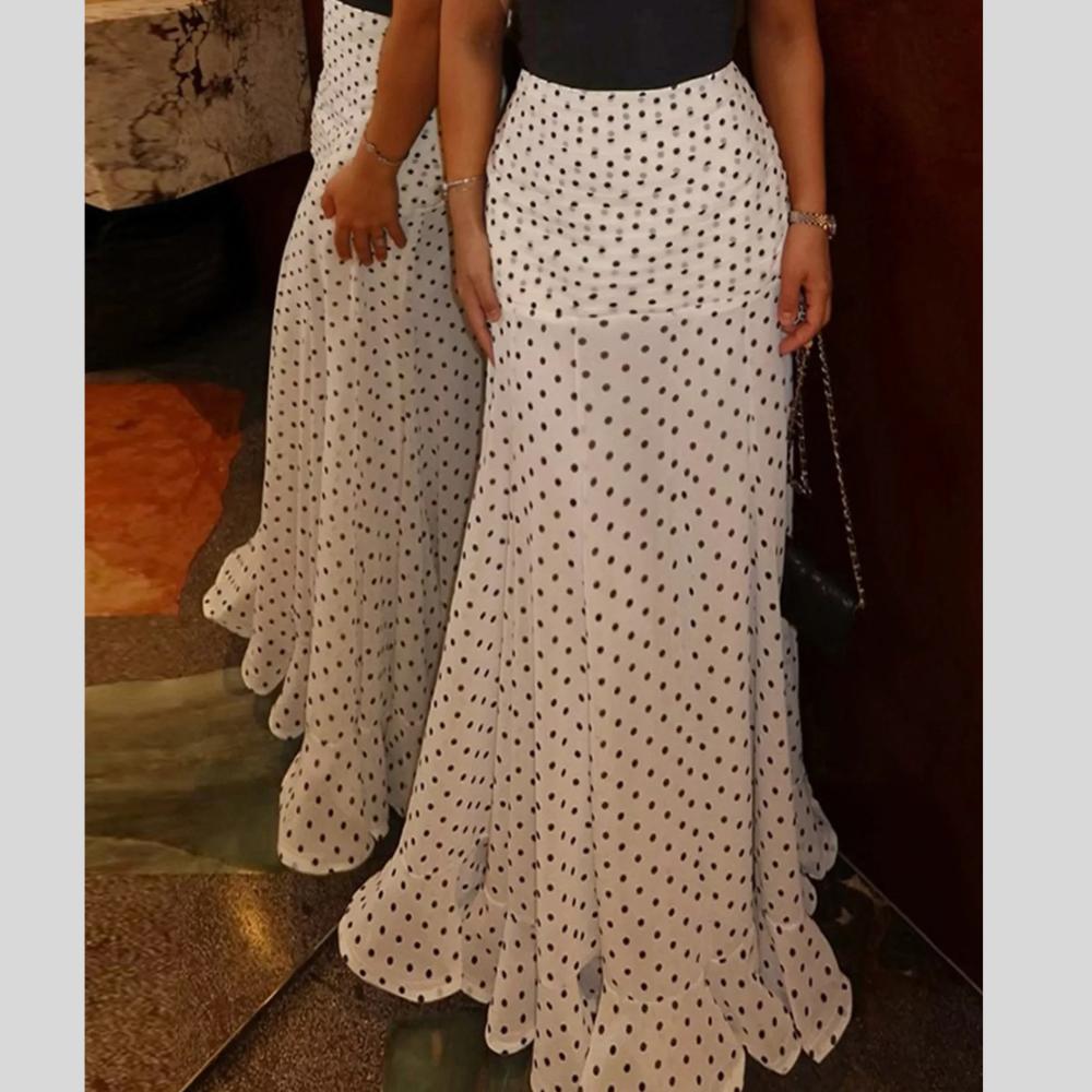 Polka Dot Mermaid Maxi Skirt