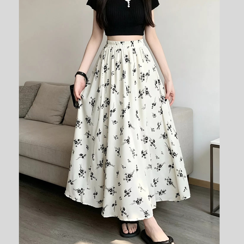 Floral Print A-Line Skirt